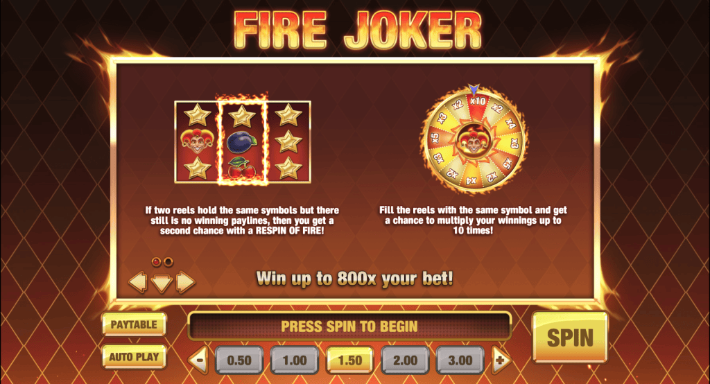 Fire Joker Play'n Go Demo maksutaulukko