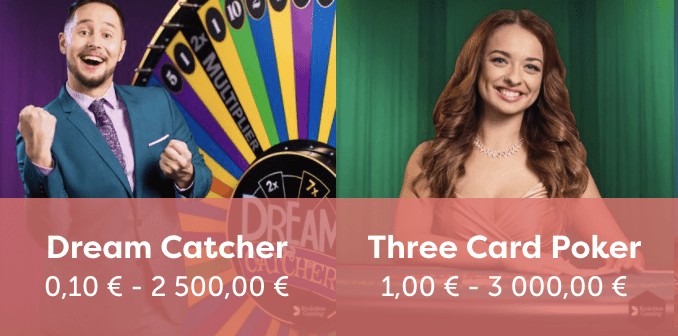 PlayFrank live casino: Dream Catcher cai Three Card Poker?