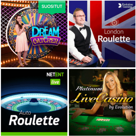 Ahti Games livekasino Dream Catcher, ruletti ja blackjack