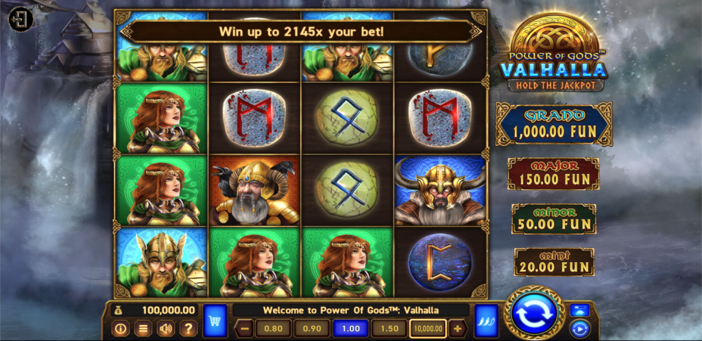 Power of Gods: Valhalla Wazdan Demo aloitusnäyttö