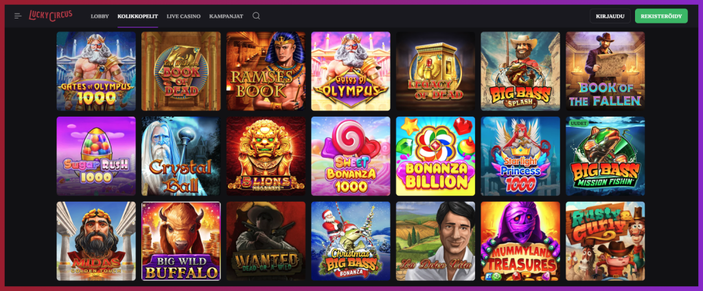 Lucky Circus Casino kolikkopelejä
