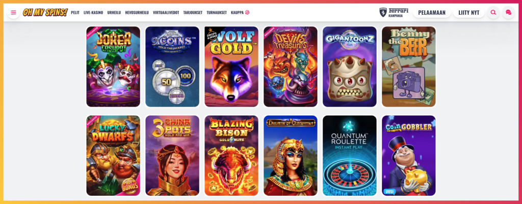 OhMySpins Casino kolikkopelit