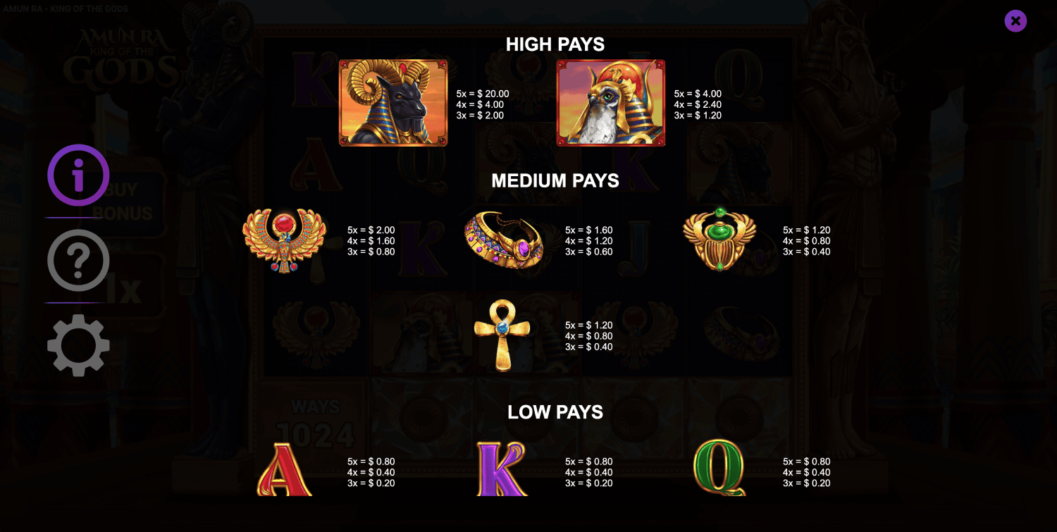 Amun Ra King of the Gods Wizard Games demo