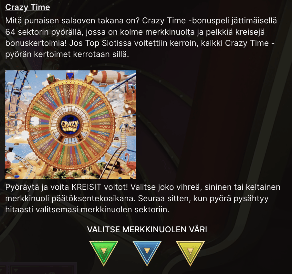 Crazy Time Evolution Gaming bonus peli