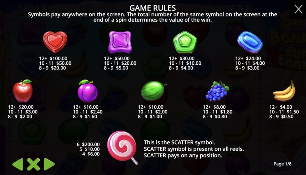 Sweet Bonanza Super Scatter symbolit
