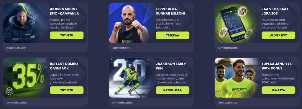 Epicbet - vedonlyonti kampanjat
